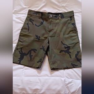 Volcom Vmonty Green Camo Chino Shorts Flat Front Size 29 Slash‎ Pockets